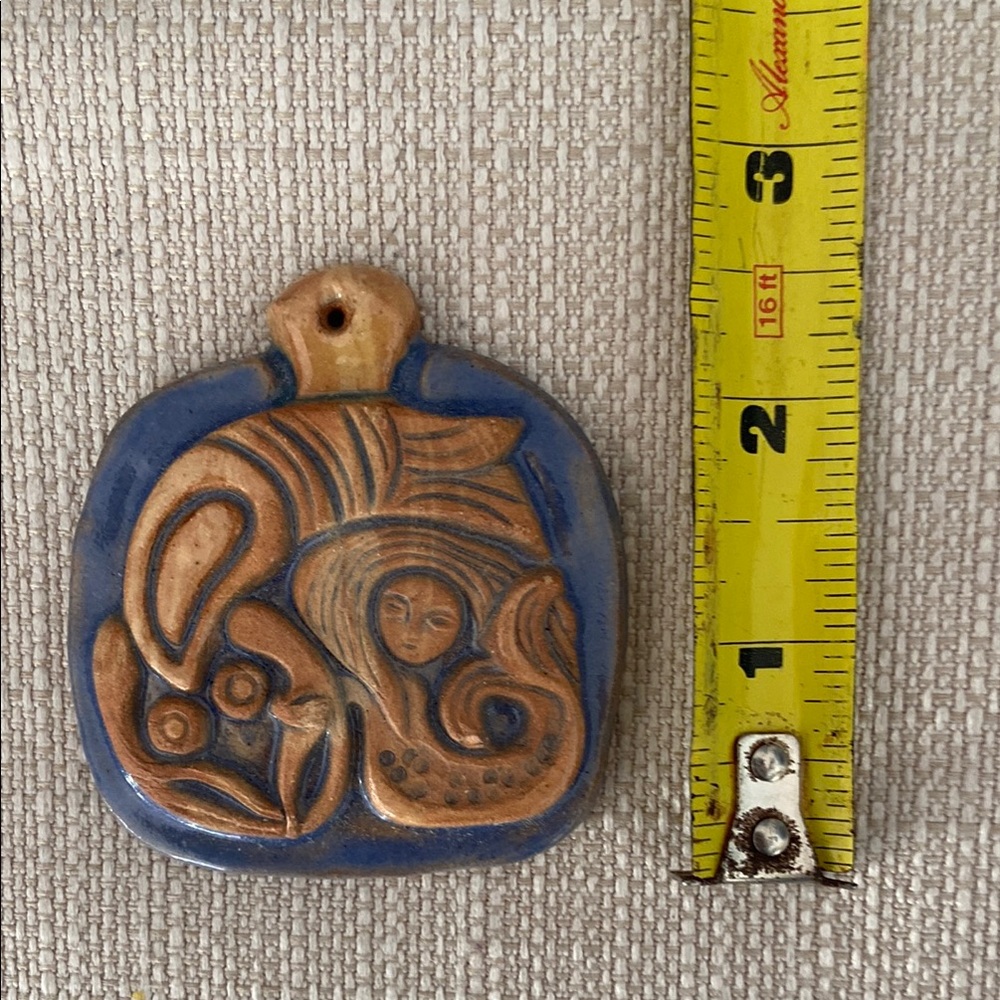 Artistic Blue and Brown Ceramic Pendant - Picture 4 of 4